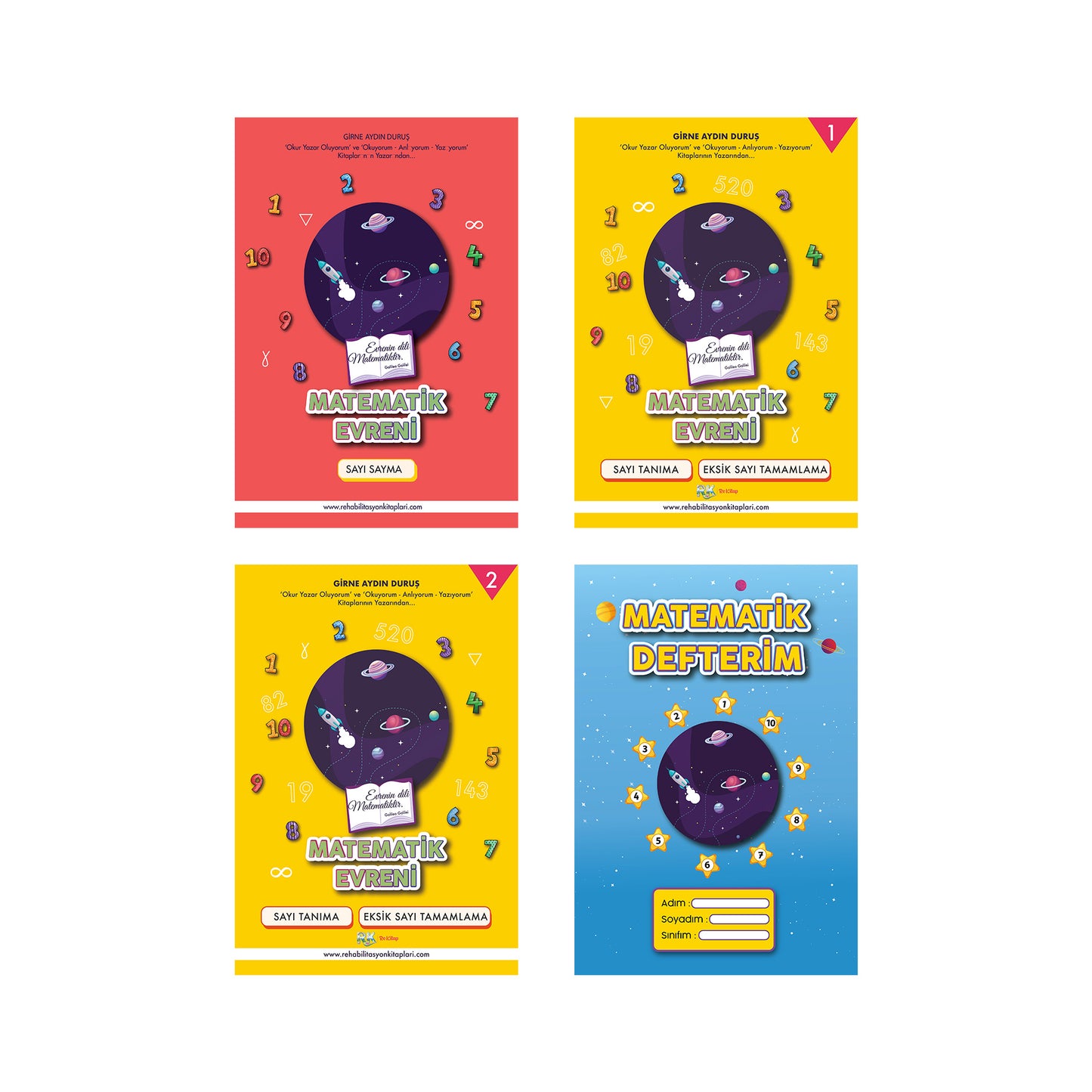 Sayı Sayma Eksik Sayı Tamamlama 1-2 ve Matematik Defterim Matematik Evreni Serisi