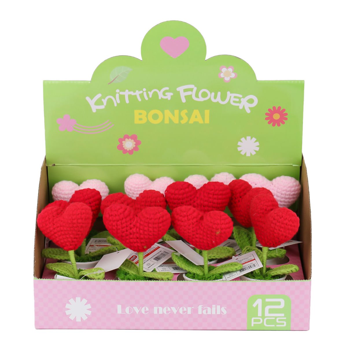 12Lİ Kroşe Örgü Saksıda Kalp