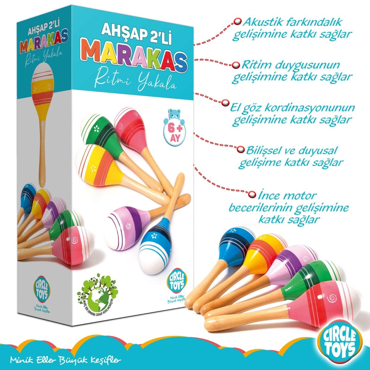 Circle Toys Ahşap Marakas 2'li