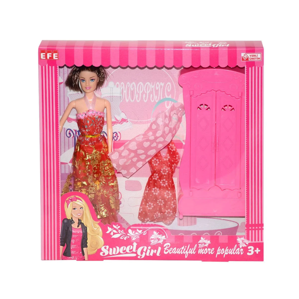 Sweet Girl Gardıroplu ve Market Arabalı Bebek Oyun Seti – Alışveriş ve Moda Bir Arada!