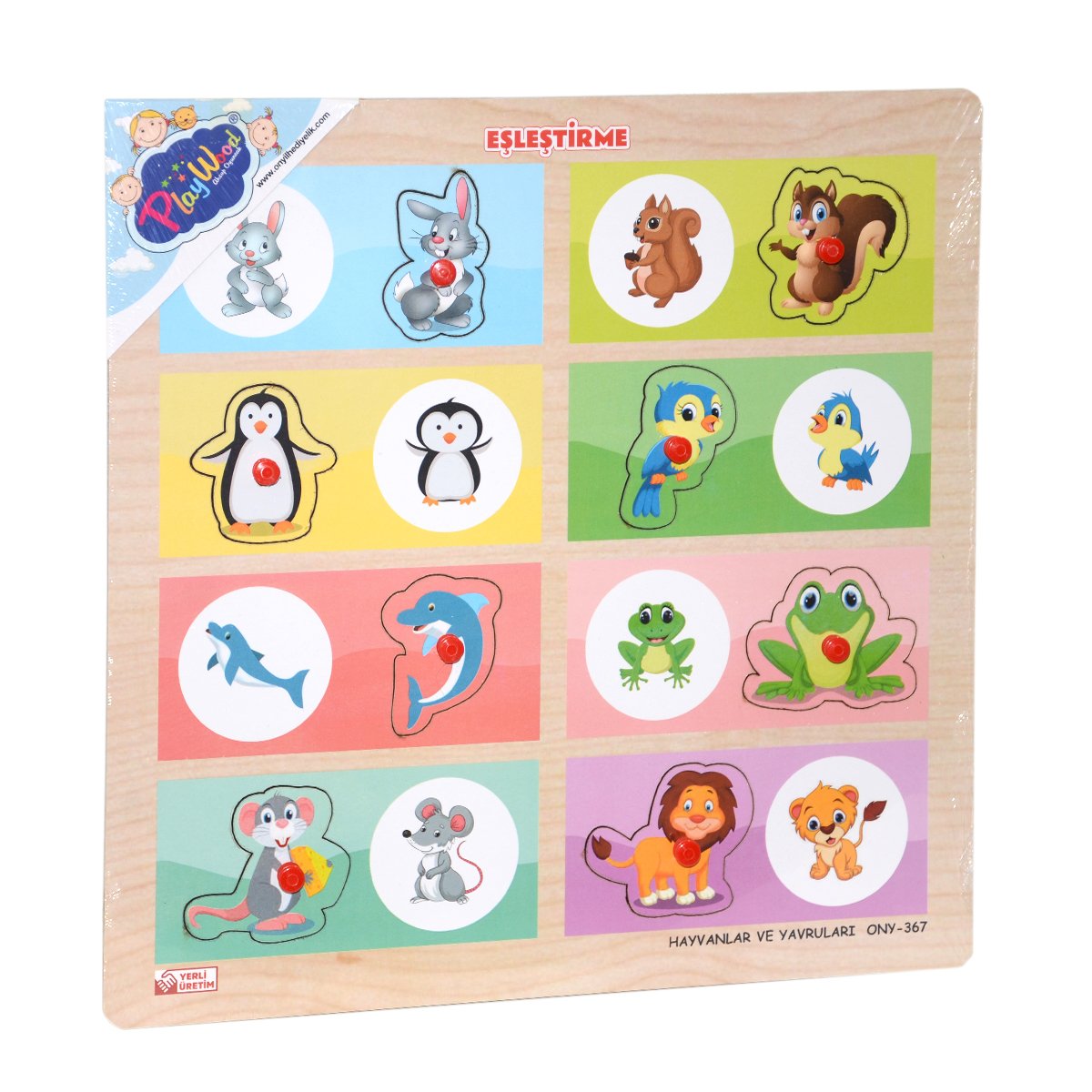 Ahşap Tutmalı Eşleştirme -Hayvanlar ve Yavruları