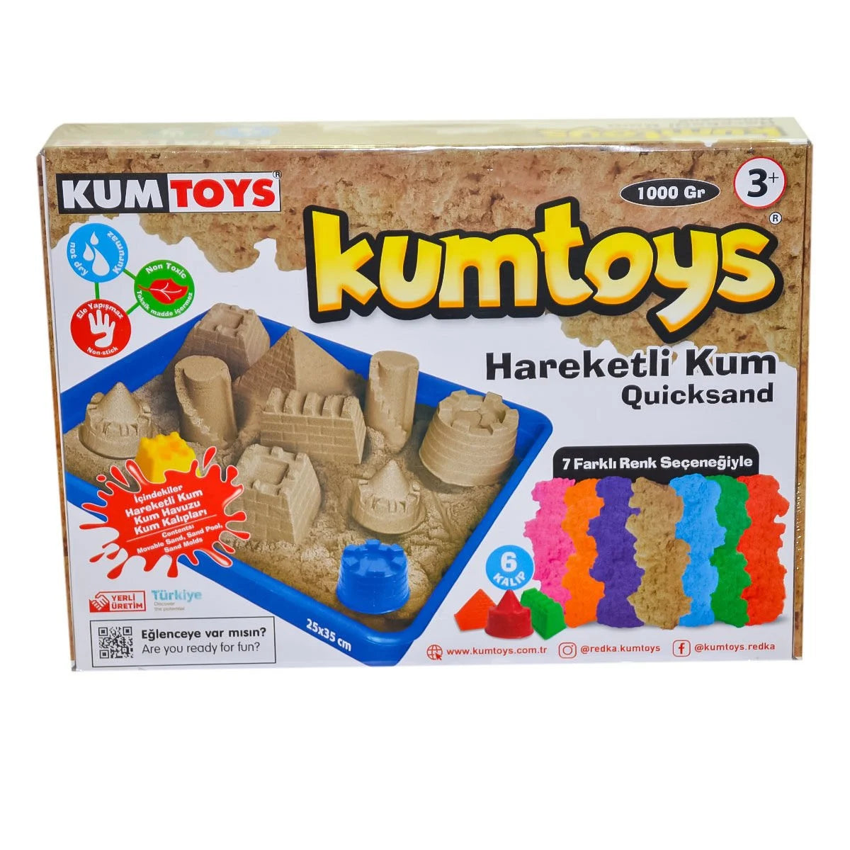 Kumtoys Hareketli Kum Seti (1000 gr) – Evde Plaj Keyfi ve Duyusal Oyun!