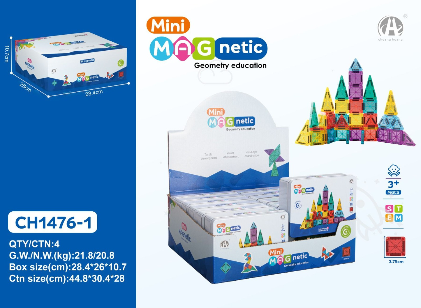 Mini Magnetic Blok Metal Kutu: 45 Parçalık Dev Yaratıcılık Dünyası!