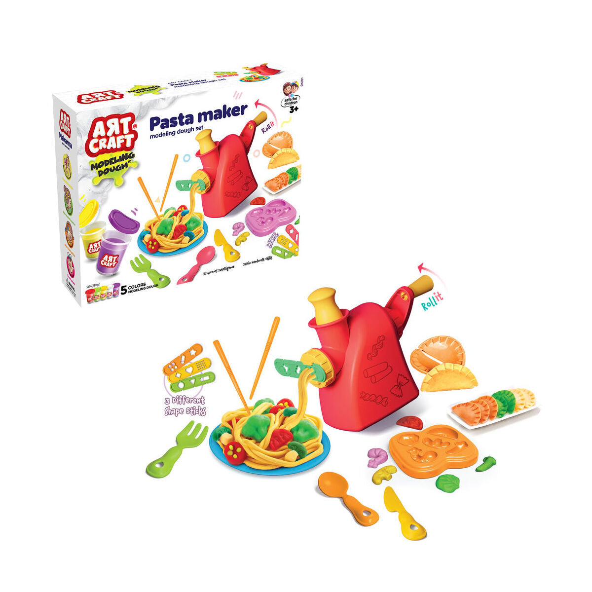 Art Craft Makarna Oyun Hamuru Seti (280 gr) - Duyusal ve İnce Motor Gelişim Oyun Materyali