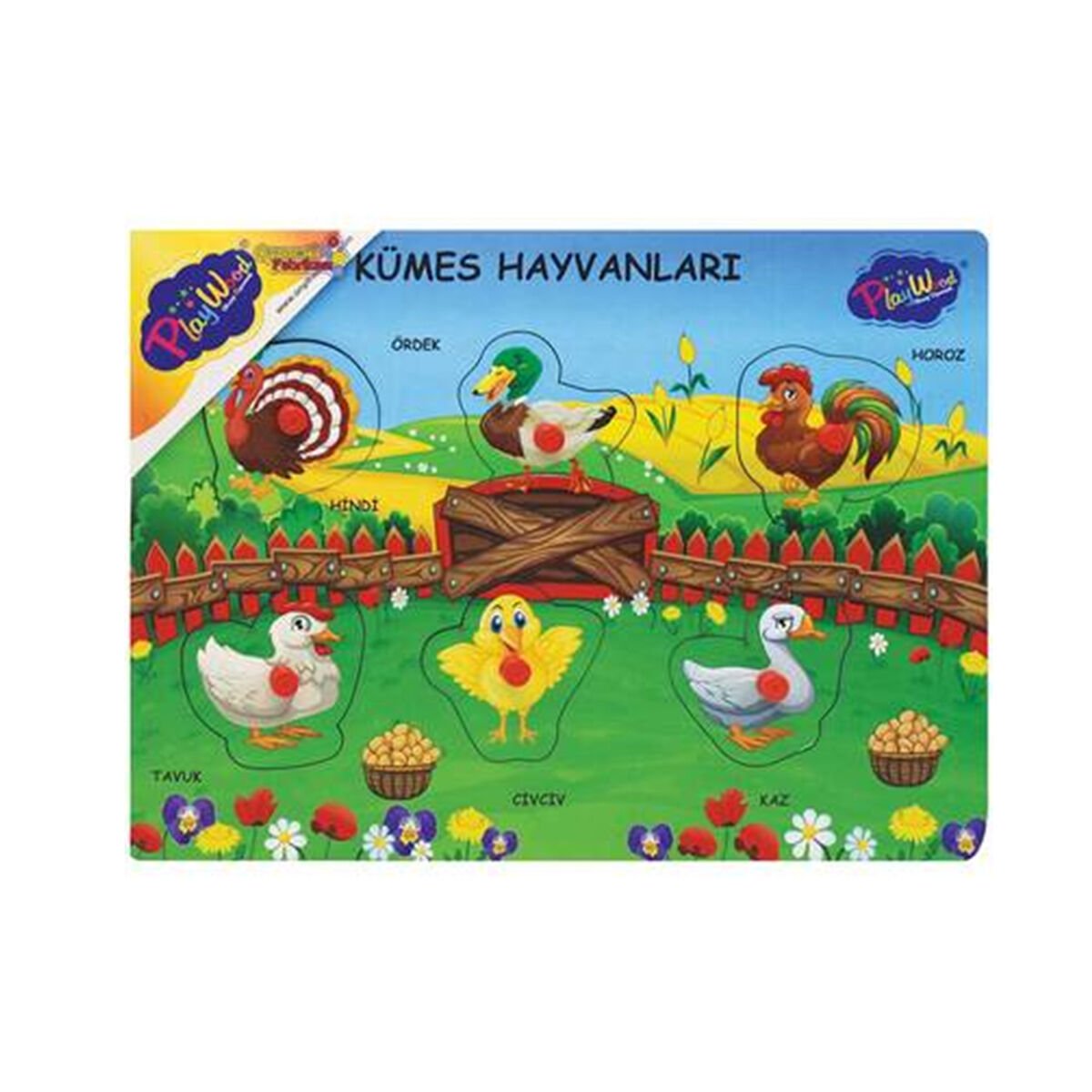 Ahşap Tutmalı Çiftlik ve Sevimli Kümes Hayvanları Yer Bulma Oyunu