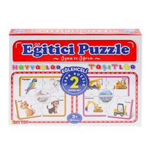 Çark Puzzle Hayvanlar ve Taşıtlar: Parçaları Birleştir, Canlıları ve Taşıtları Tanı!
