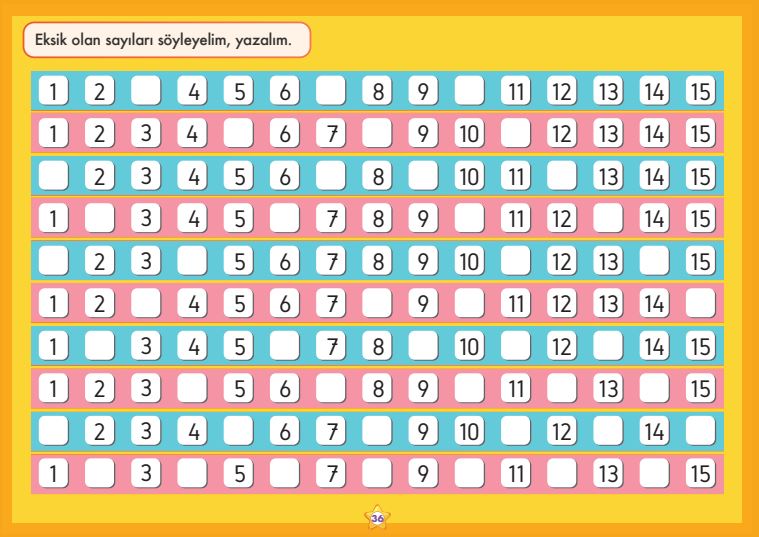 Sayı Tanıma Eksik Sayı Tamamlama 2 Matematik Evreni Serisi