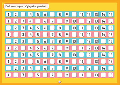 Sayı Tanıma Eksik Sayı Tamamlama 2 Matematik Evreni Serisi