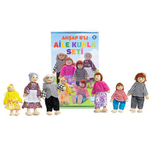 Ahşap 6'lı Aile Kukla Seti