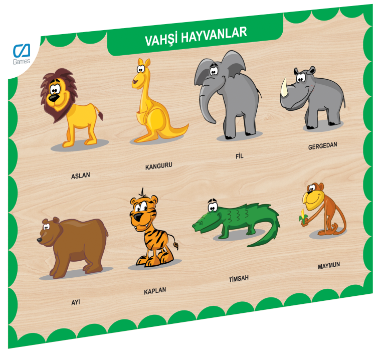 CA Games Ahşap Vahşi Hayvanlar Bul-Tak