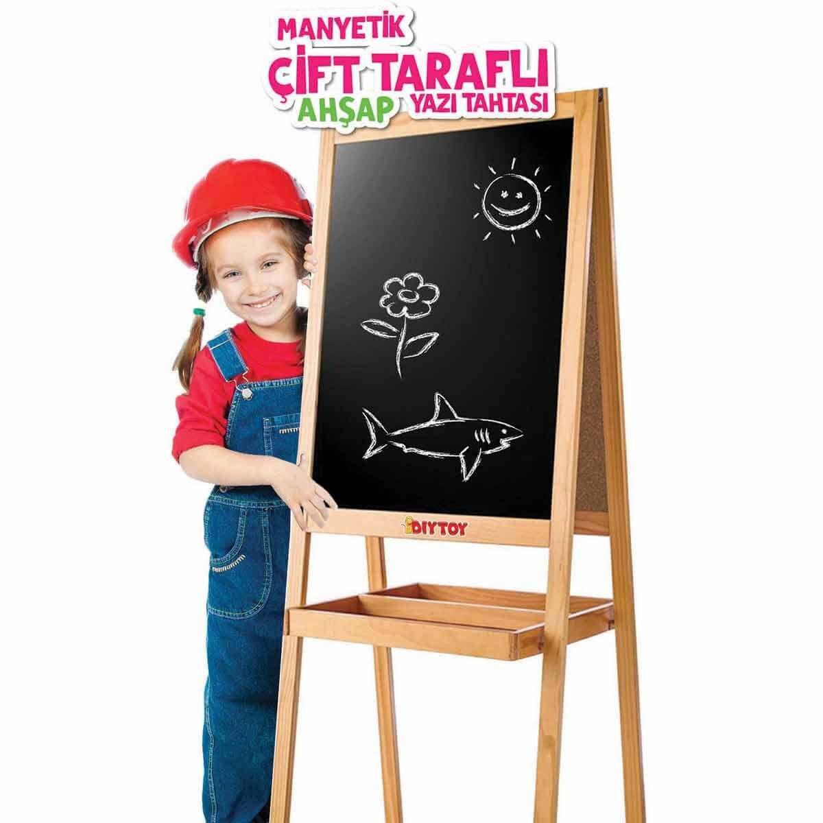 AYAKLI ÇİFT TARAFLI MANYETİK AHŞAP YAZI TAHTASI