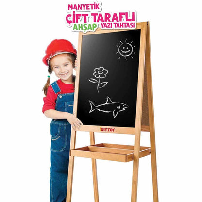 AYAKLI ÇİFT TARAFLI MANYETİK AHŞAP YAZI TAHTASI