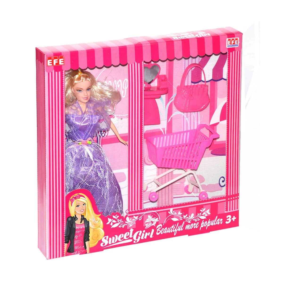 Sweet Girl Gardıroplu ve Market Arabalı Bebek Oyun Seti – Alışveriş ve Moda Bir Arada!