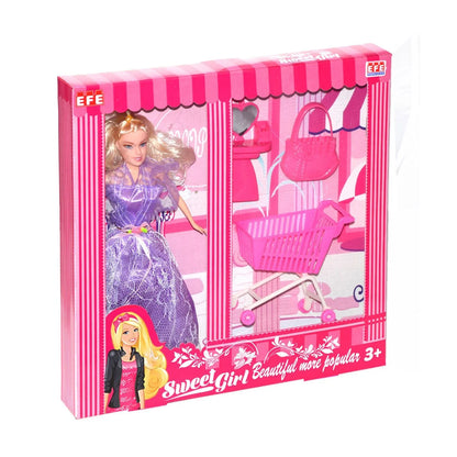 Sweet Girl Gardıroplu ve Market Arabalı Bebek Oyun Seti – Alışveriş ve Moda Bir Arada!