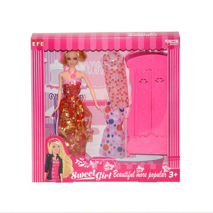 Sweet Girl Gardıroplu ve Market Arabalı Bebek Oyun Seti – Alışveriş ve Moda Bir Arada!