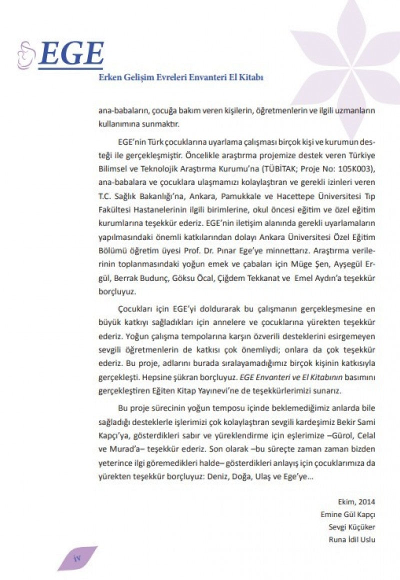 Erken Gelişim Evreleri (ASQ-SE) El Kitabı