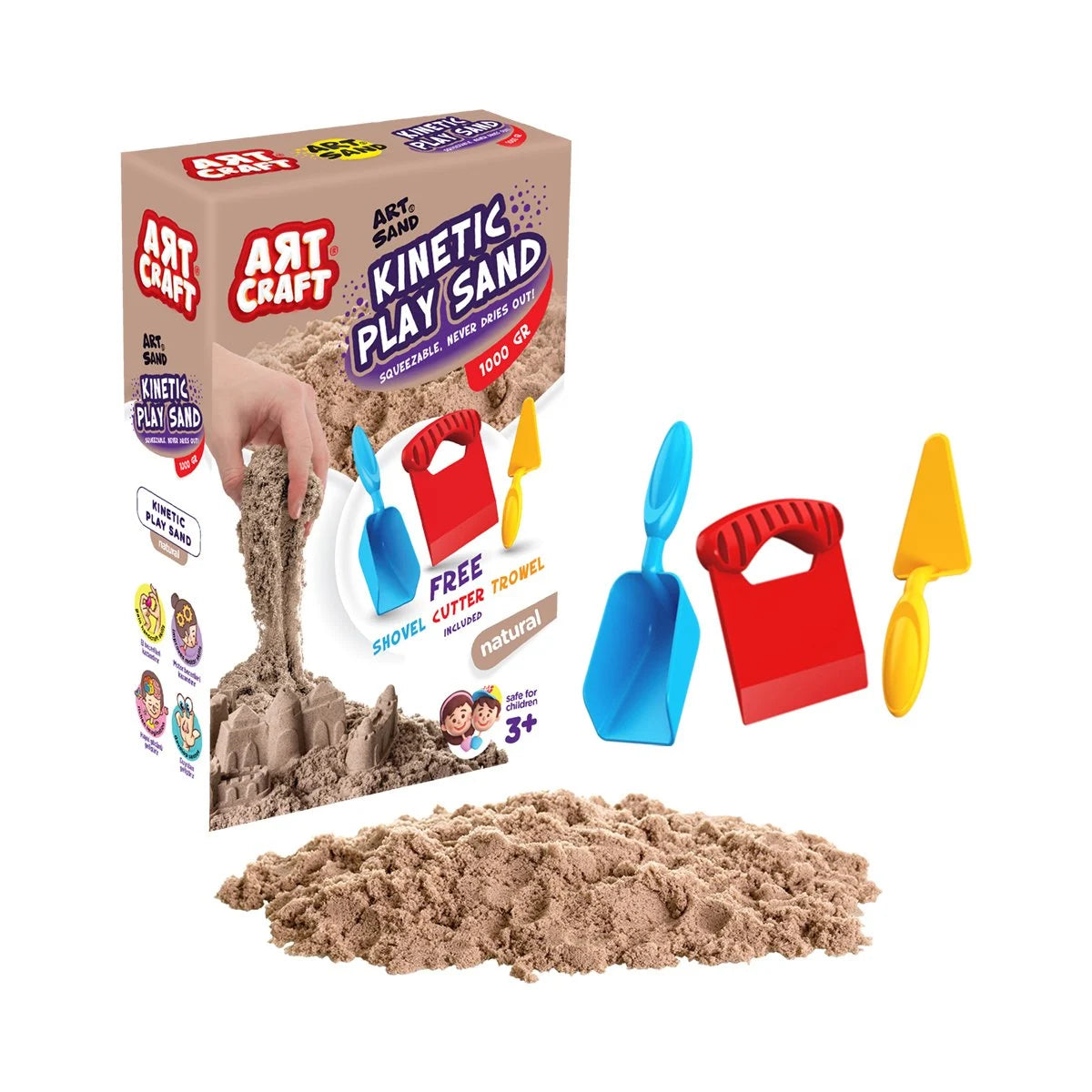 Aksesuarlı Naturel Kinetik Oyun Kumu 1000 gr