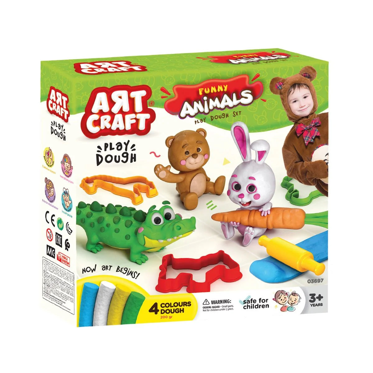 Art Craft Eğlenceli Hayvanlar Hamur Seti (200 gr) – Hayal Gücünü Şekillendiren Renkli Dünya!