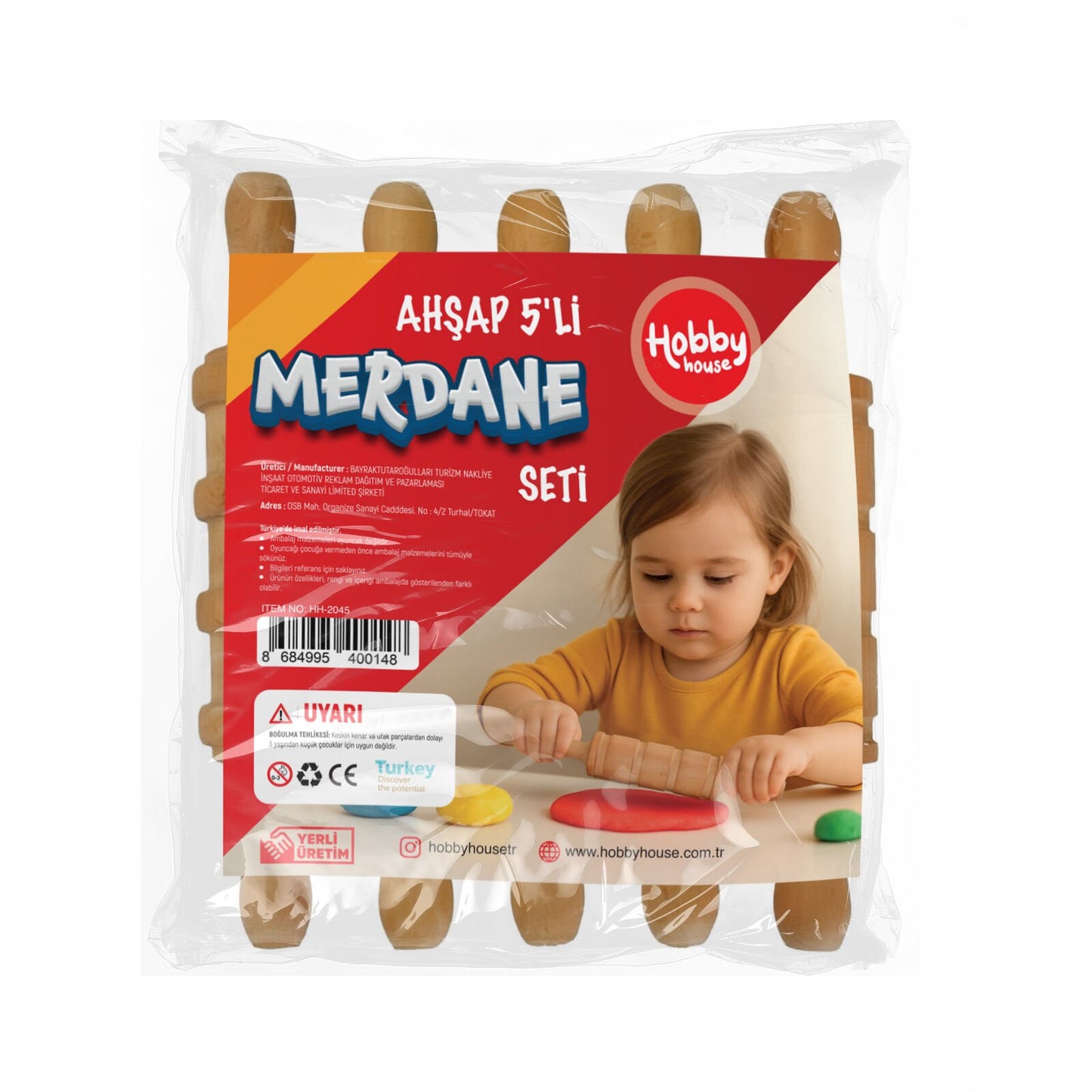 Ahşap Merdane Seti (5’li) – Doğal Gürgen ve Farklı Desenler