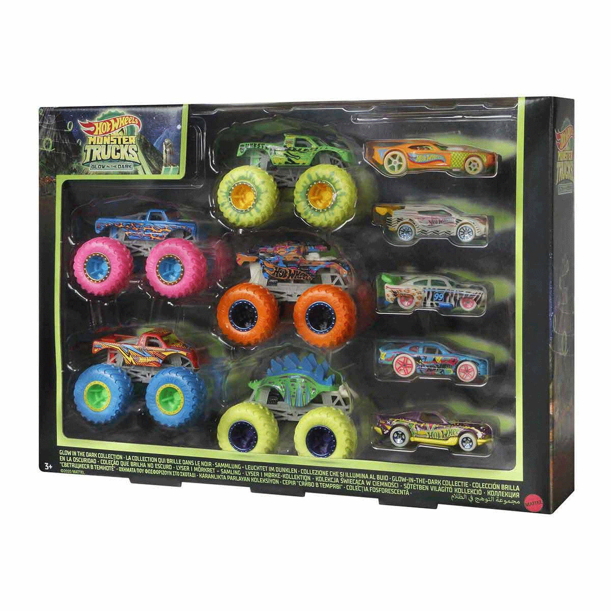Monster Trucks Karanlıkta Parlayan 10'lu Araç Seti - Işıklar Kapansın, Macera Başlasın!
