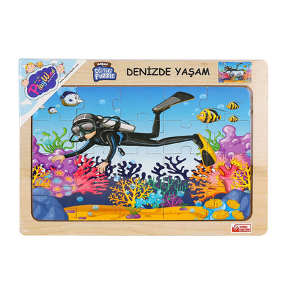 Ahşap Eğitici Puzzle Denizde Yaşam