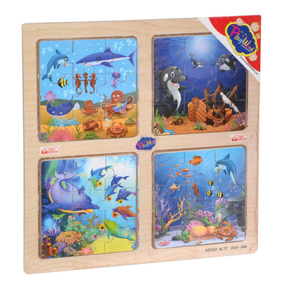 Ahşap Eğitici 4'lü Puzzle