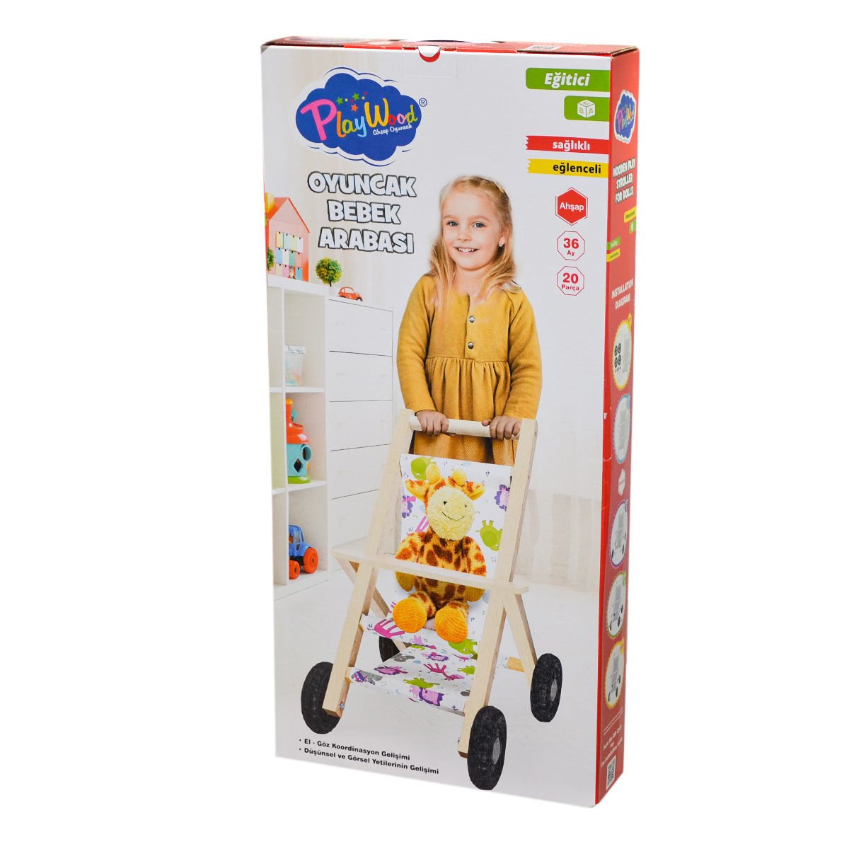 Ahşap Oyuncak Bebek Arabası