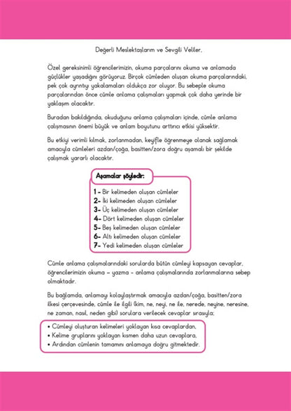 Adım Adım Cümleler 1-2 Okuyorum Anlıyorum Yazıyorum Serisi