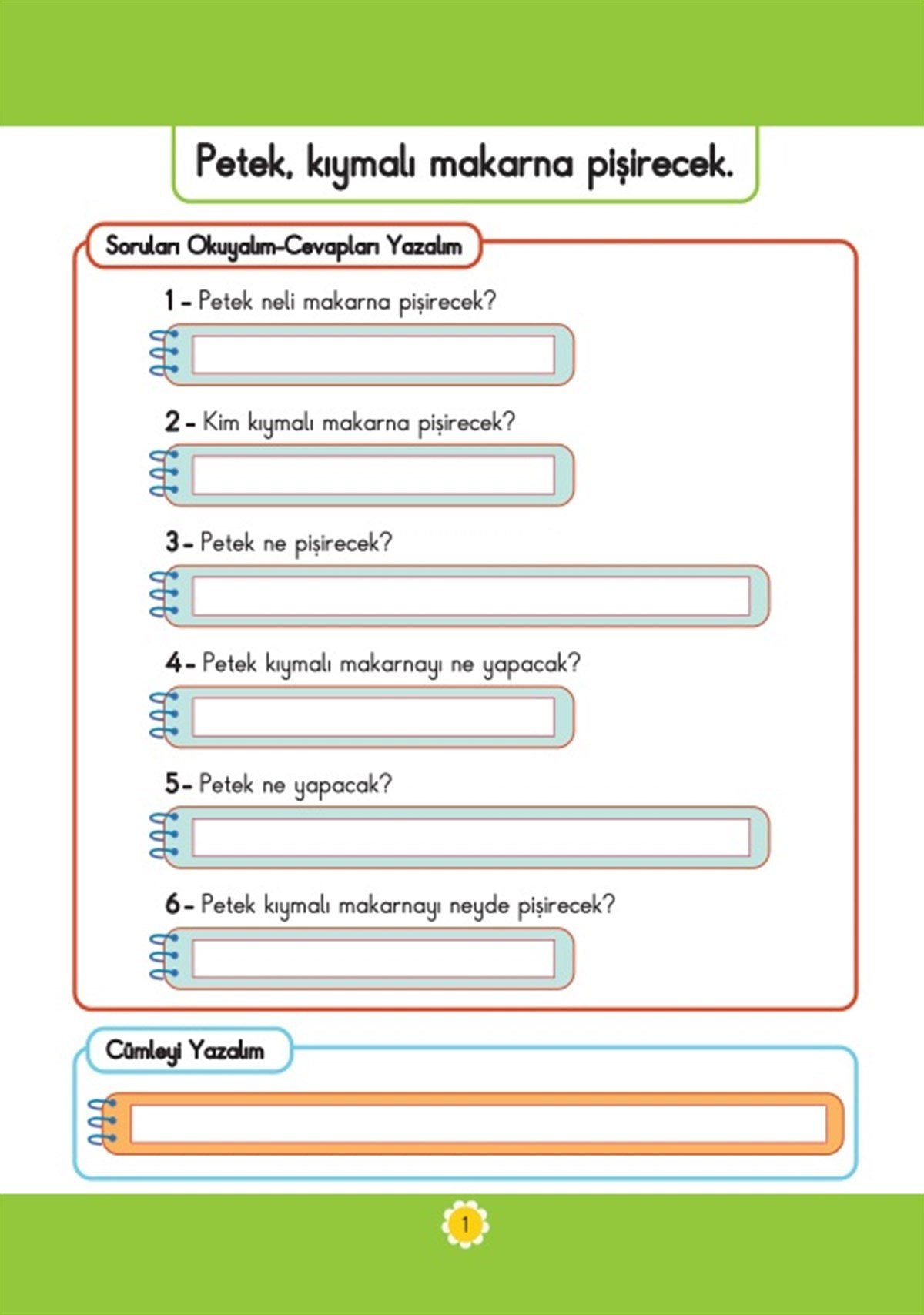 Adım Adım Cümleler 1-2 Okuyorum Anlıyorum Yazıyorum Serisi