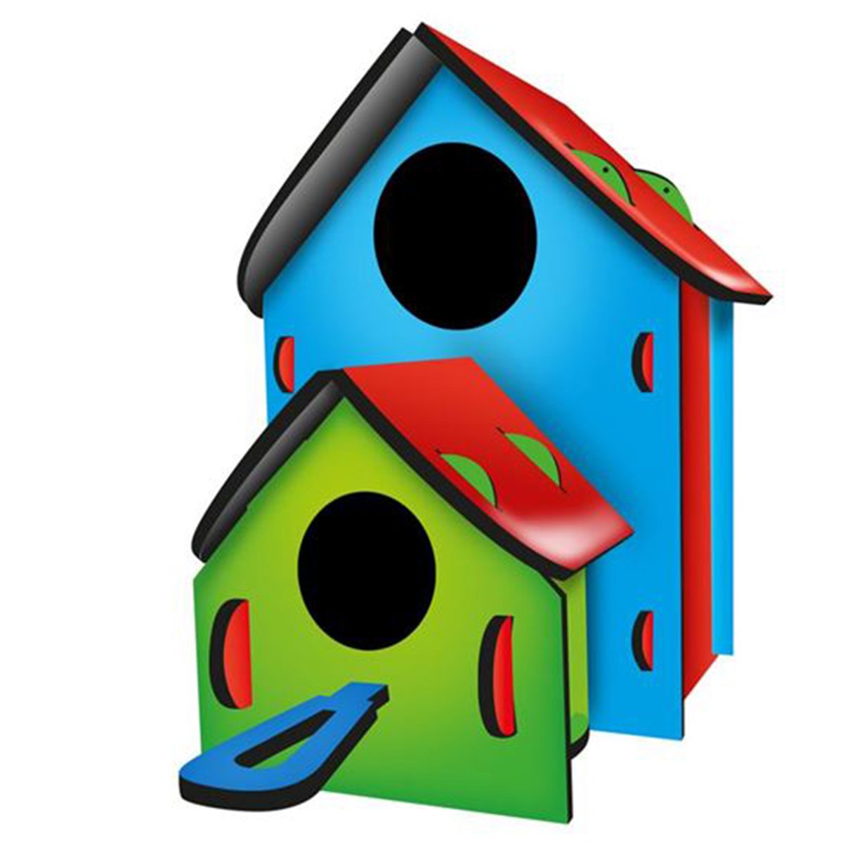 Kumtoys Boyanabilir 3'lü Kuş Evi - Bird House